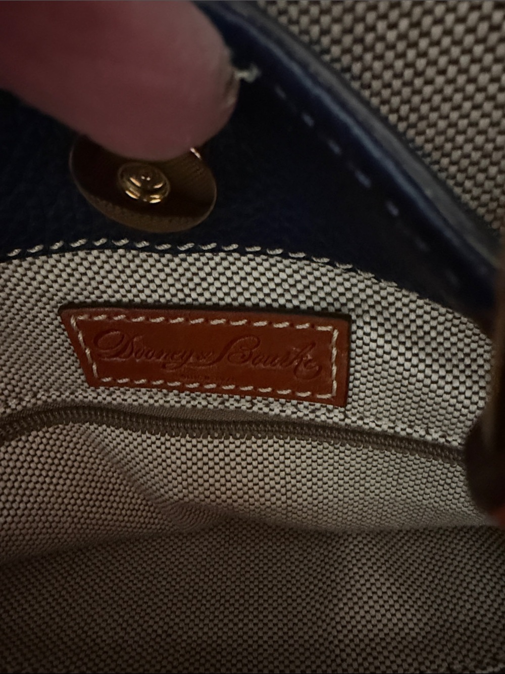 Dooney & Bourke Navy and Tan Pebble Leather Shoulder Bag with Wristlet - Picture 2 of 5